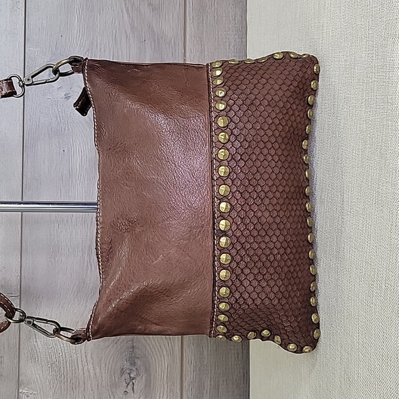 Costanza Rota Brown Leather Studded Crossbody Shoulder Bag - Picture 2 of 12